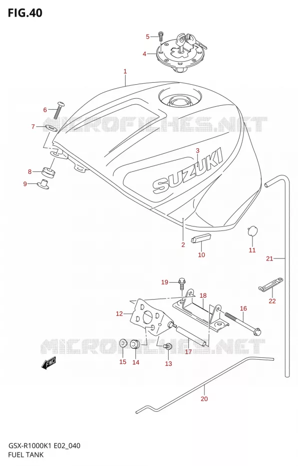RESERVOIR D'ESSENCE1000K1) Suzuki MOTO 1000 GSX-R 2001  GSX-R1000U1K1(E2)