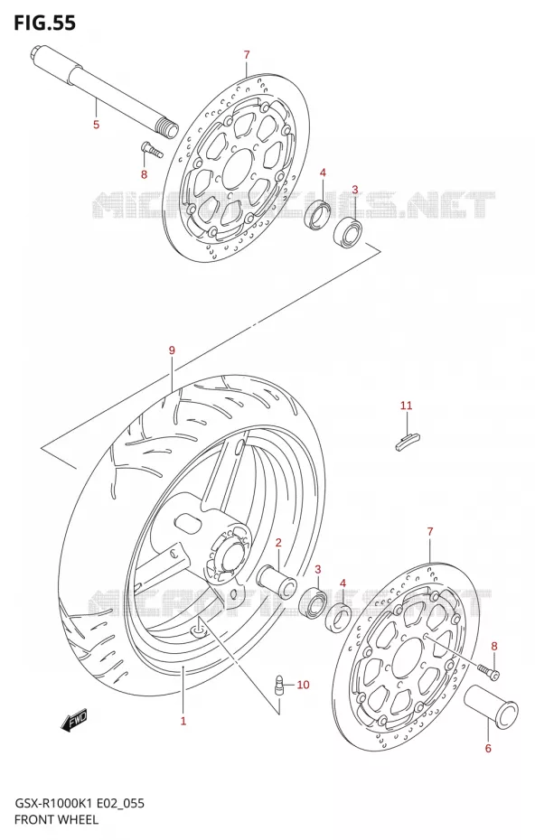 ROUE AVANT (GSX-R1000K1) Suzuki MOTO 1000 GSX-R 2001  GSX-R1000U1K1(E2)