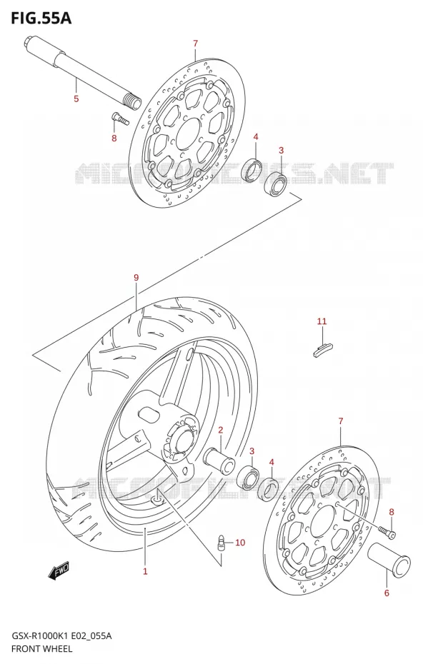 ROUE AVANT (GSX-R1000K2) Suzuki MOTO 1000 GSX-R 2001  GSX-R1000U1K1(E2)