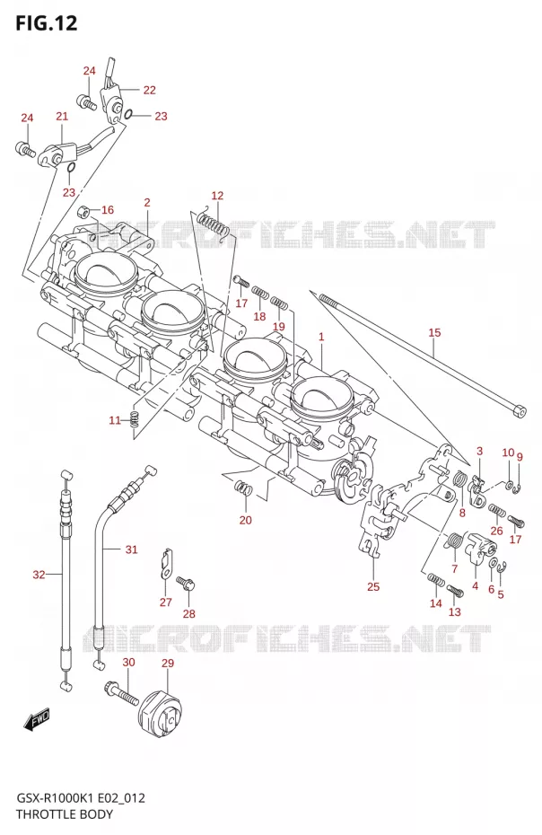 CORPS DE PAPILLON (GSX-R1000K1) Suzuki MOTO 1000 GSX-R 2001  GSX-R1000U2K1(E2)