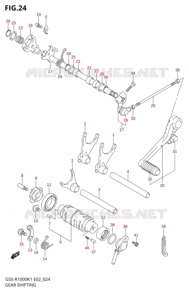 ENSEMBLE SELECTEUR DE VITESSES Suzuki MOTO 1000 GSX-R 2001  GSX-R1000U2K1(E2)