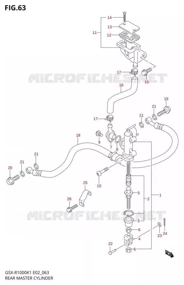 MAITRE CYLINDRE ARRIERE Suzuki MOTO 1000 GSX-R 2001  GSX-R1000U2K1(E2)