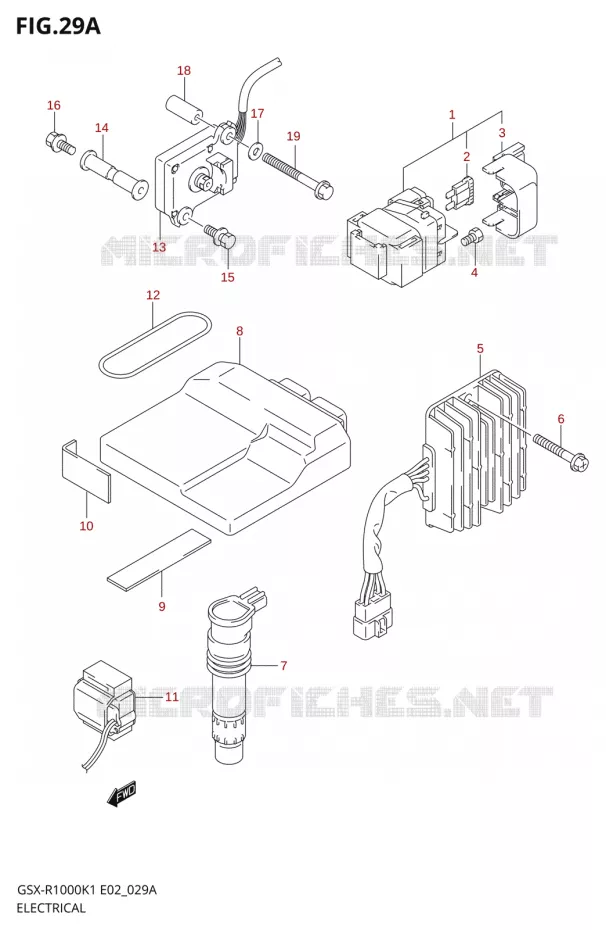 PARTIE ELECTRIQUE000K1 E19,U1E19,U2E19) Suzuki MOTO 1000 GSX-R 2001  GSX-R1000U2K1(E2)