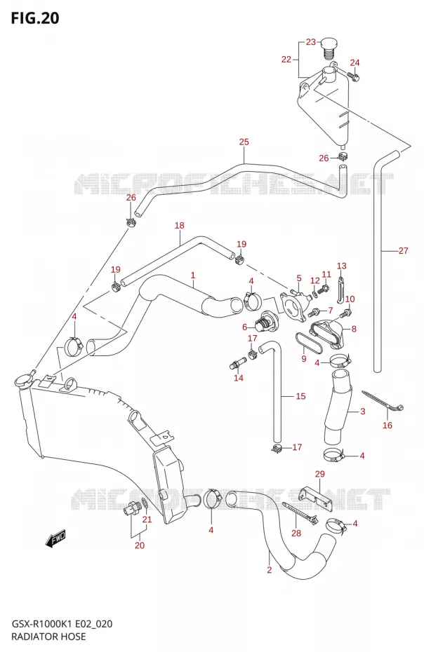 DURITE DE RADIATEUR Suzuki MOTO 1000 GSX-R 2002  GSX-R1000K2(E19)