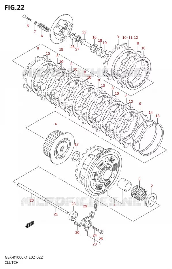 EMBRAYAGE Suzuki MOTO 1000 GSX-R 2002  GSX-R1000K2(E19)