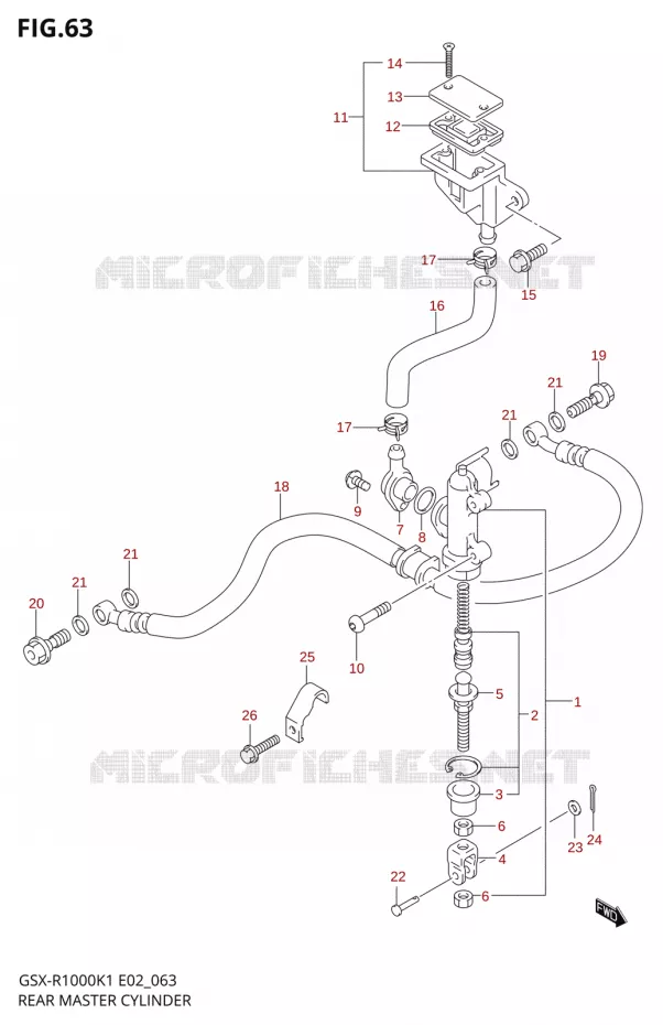 MAITRE CYLINDRE ARRIERE Suzuki MOTO 1000 GSX-R 2002  GSX-R1000K2(E24)