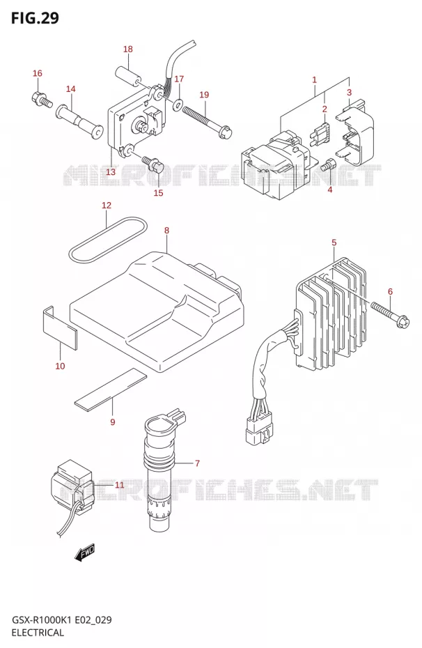 PARTIE ELECTRIQUE000K1 E02) Suzuki MOTO 1000 GSX-R 2002  GSX-R1000K2(E24)