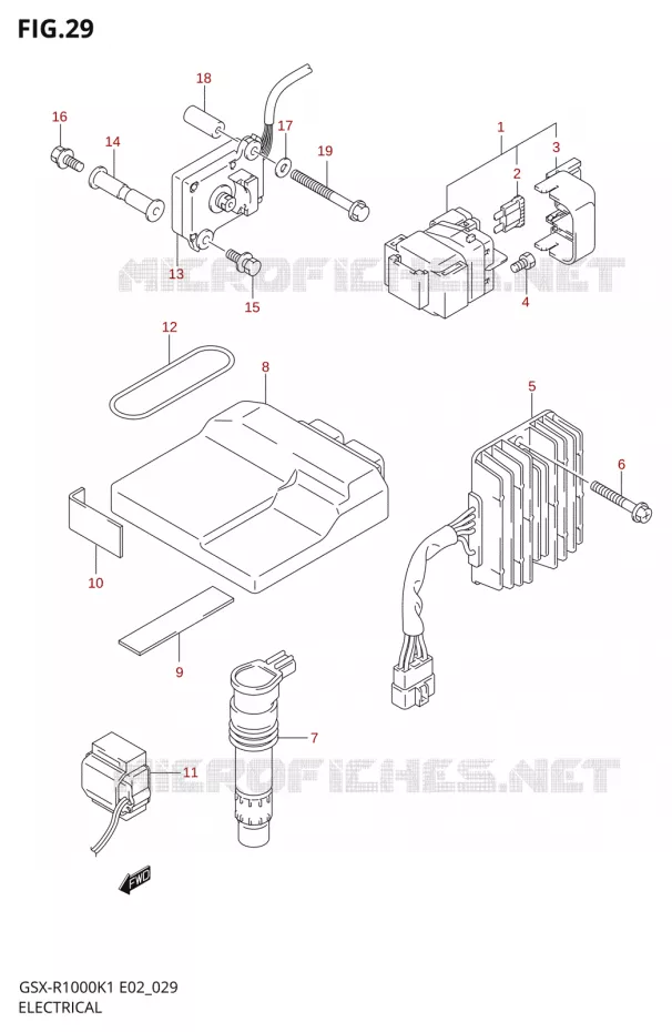 PARTIE ELECTRIQUE000K1 E02) Suzuki MOTO 1000 GSX-R 2002  GSX-R1000K2(E2)