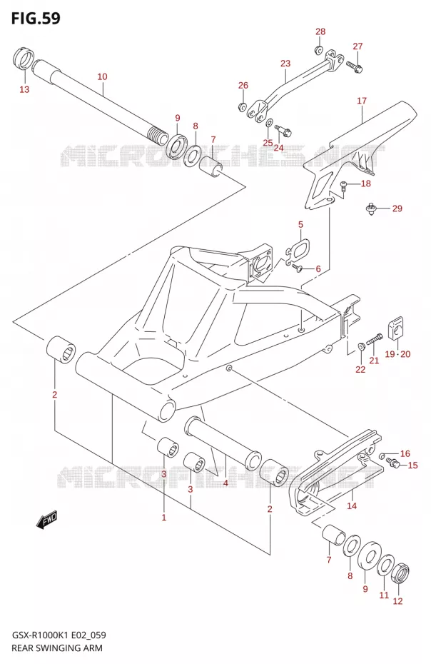 BRAS OSCILLANT ARRIERE Suzuki MOTO 1000 GSX-R 2002  GSX-R1000U1K2(E2)