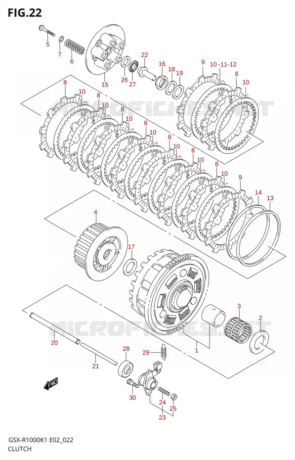 EMBRAYAGE Suzuki MOTO 1000 GSX-R 2002  GSX-R1000U1K2(E2)