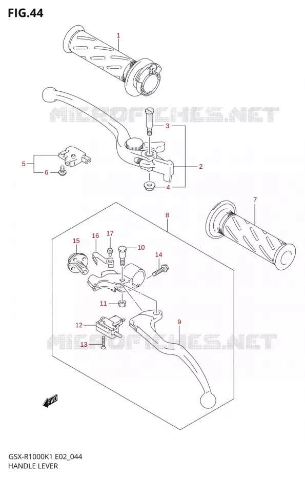 ENSEMBLE LEVIERS - POIGNEES Suzuki MOTO 1000 GSX-R 2002  GSX-R1000U1K2(E2)