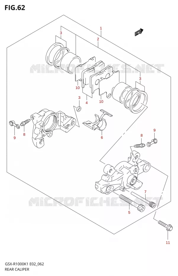 ETRIER DE FREIN ARRIERE Suzuki MOTO 1000 GSX-R 2002  GSX-R1000U1K2(E2)