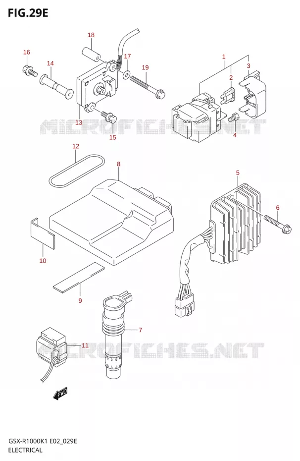 PARTIE ELECTRIQUE000K2 E19,U1E19,U2E19) Suzuki MOTO 1000 GSX-R 2002  GSX-R1000U1K2(E2)