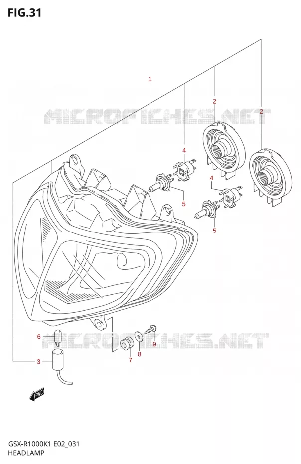 PHARE (E02,E19,U1E19,U2E19,P37) Suzuki MOTO 1000 GSX-R 2002  GSX-R1000U1K2(E2)