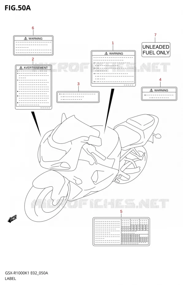 ETIQUETTE (GSX-R1000K2) Suzuki MOTO 1000 GSX-R 2002  GSX-R1000U2K2(E2)