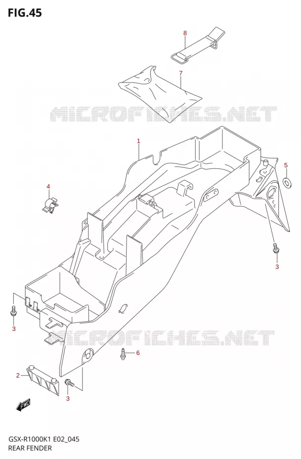 GARDE BOUE ARRIERE Suzuki MOTO 1000 GSX-R 2002  GSX-R1000U2K2(E2)