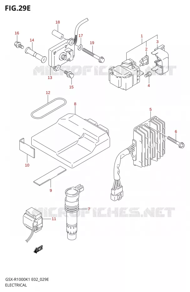 PARTIE ELECTRIQUE000K2 E19,U1E19,U2E19) Suzuki MOTO 1000 GSX-R 2002  GSX-R1000U2K2(E2)