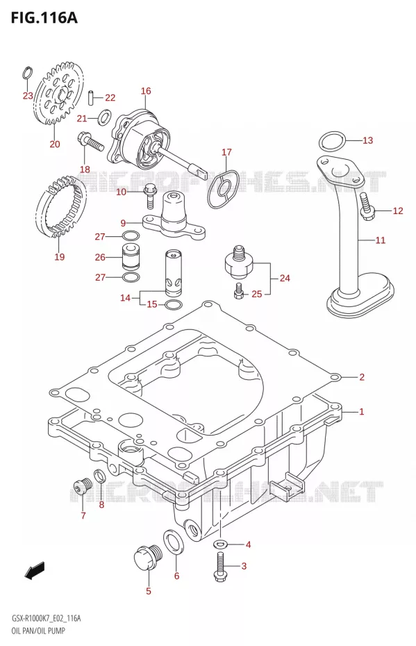 CARTER INFERIEUR - POMPE A HUILE Suzuki MOTO 1000 GSX-R 2007  GSX-R1000 K7 (P37)