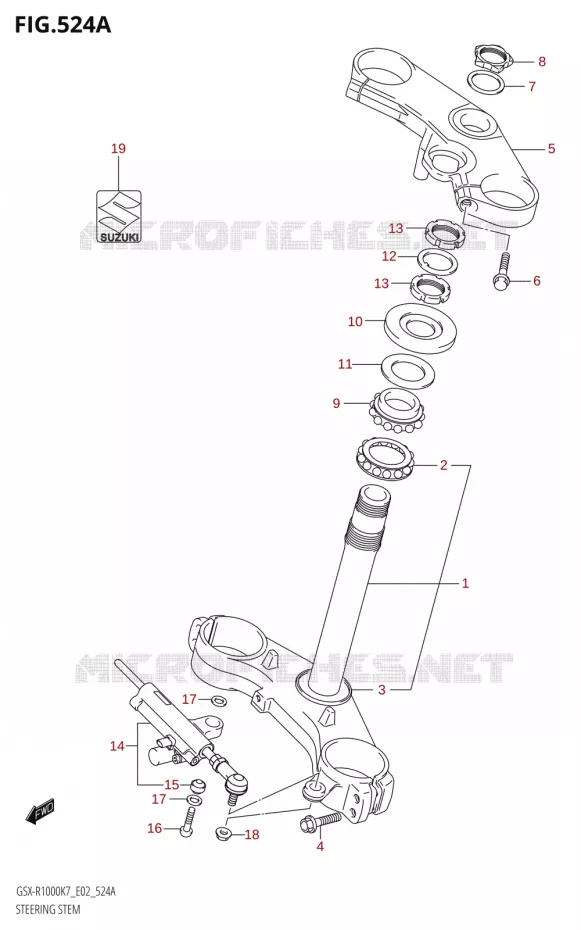 COLONNE DE DIRECTION Suzuki MOTO 1000 GSX-R 2007  GSX-R1000 K7 (E19)
