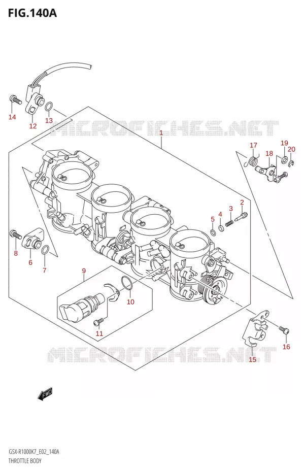 CORPS DE PAPILLON Suzuki MOTO 1000 GSX-R 2007  GSX-R1000 K7 (E19)