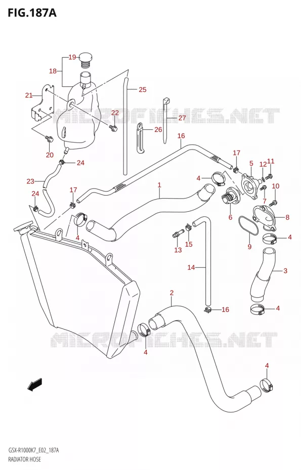 DURITES DE RADIATEUR - VASE D'EXPANSION Suzuki MOTO 1000 GSX-R 2007  GSX-R1000 K7 (P37)