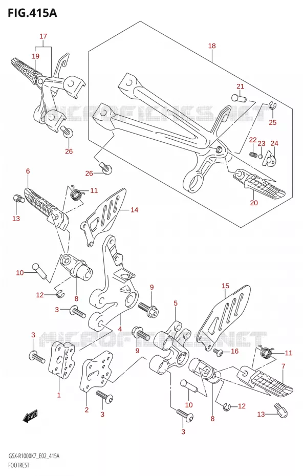 REPOSE PIEDS Suzuki MOTO 1000 GSX-R 2007  GSX-R1000 K7 (E51)