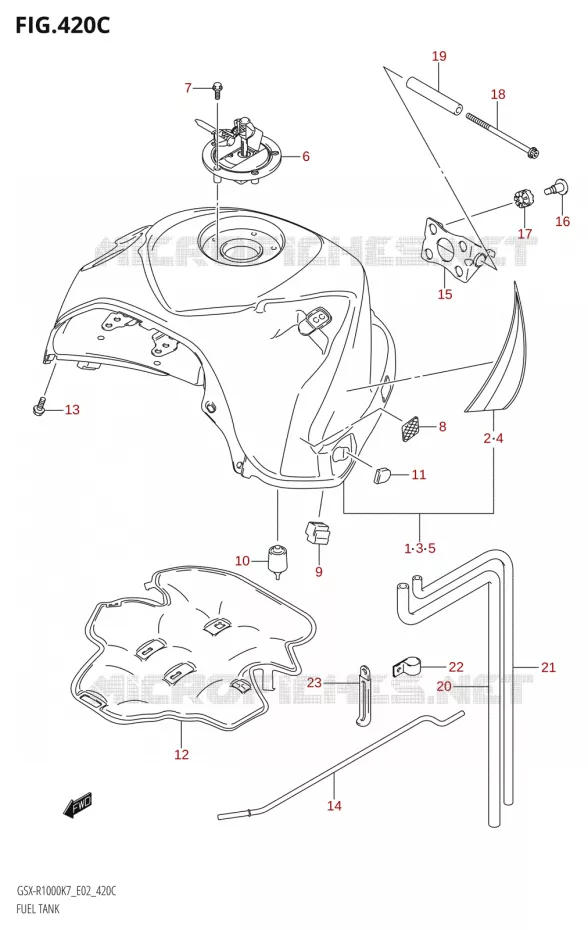 RESERVOIR D'ESSENCE:K7:(E24,P37)) Suzuki MOTO 1000 GSX-R 2007  GSX-R1000 K7 (E24)
