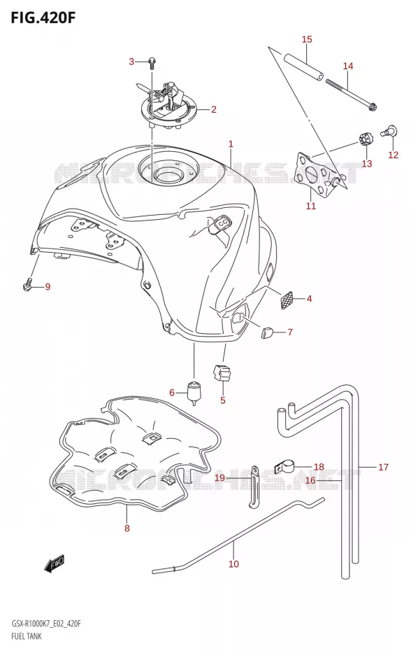 RESERVOIR D'ESSENCE:K8:(E24,P37)) Suzuki MOTO 1000 GSX-R 2007  GSX-R1000 K7 (P37)