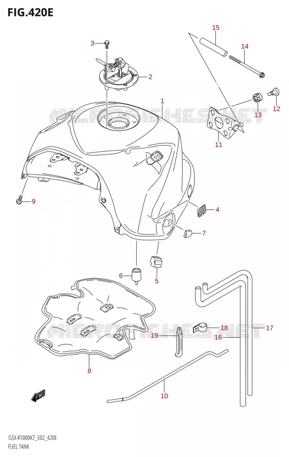 RESERVOIR D'ESSENCEU2:K8:E19) Suzuki MOTO 1000 GSX-R 2007  GSX-R1000 K7 (E51)