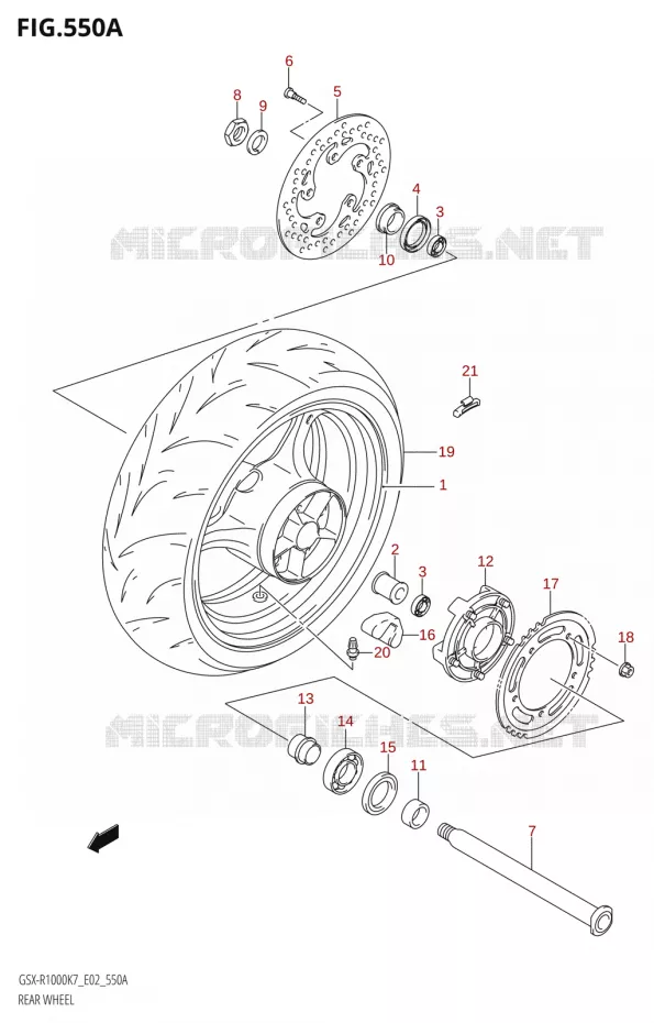 ROUE ARRIERE7) Suzuki MOTO 1000 GSX-R 2007  GSX-R1000 K7 (E51)