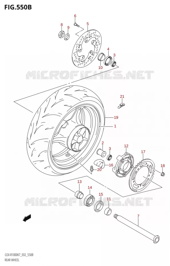 ROUE ARRIERE8) Suzuki MOTO 1000 GSX-R 2007  GSX-R1000 K7 (E02)