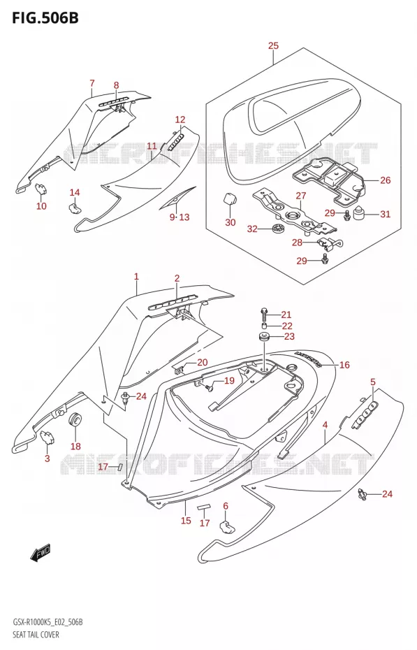 CARENAGE ARRIERE - CAPOT DE SELLE,E19,E24,P37)) Suzuki MOTO 1000 GSX-R 2006  GSX-R1000 K6 (E19)
