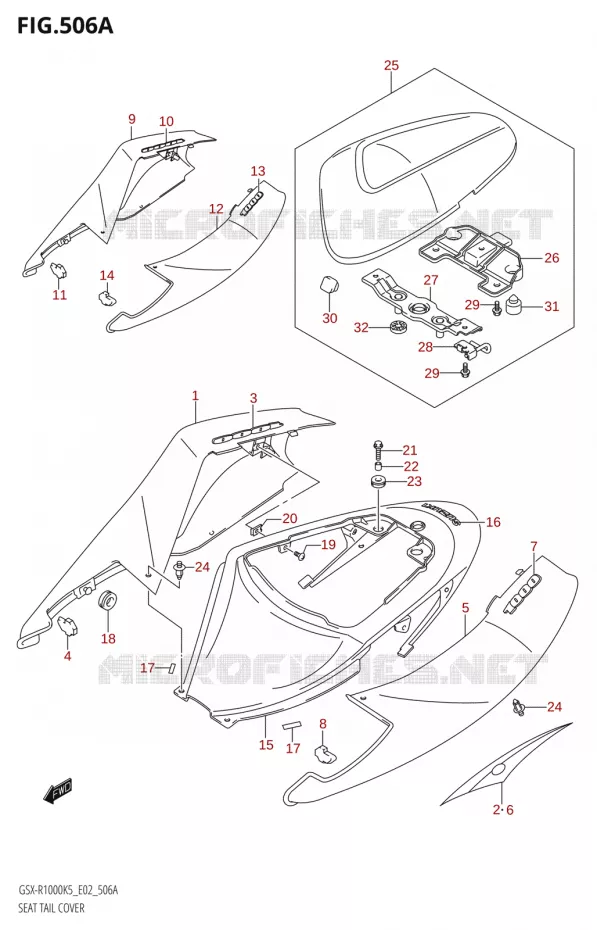 CARENAGE ARRIERE - CAPOT DE SELLE,E19,E24,P37)) Suzuki MOTO 1000 GSX-R 2006  GSX-R1000 K6 (E37)