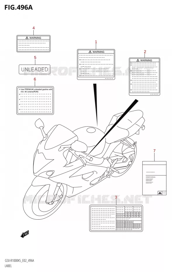 ETIQUETTE-R1000:K5:(E02,E19,E24,P37)) Suzuki MOTO 1000 GSX-R 2006  GSX-R1000 K6 (E24)