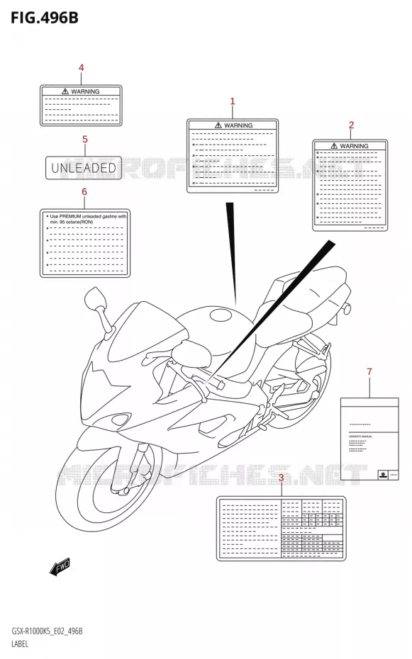 ETIQUETTE-R1000:K6:(E02,E19,E24,P37)) Suzuki MOTO 1000 GSX-R 2006  GSX-R1000 K6 (E37)