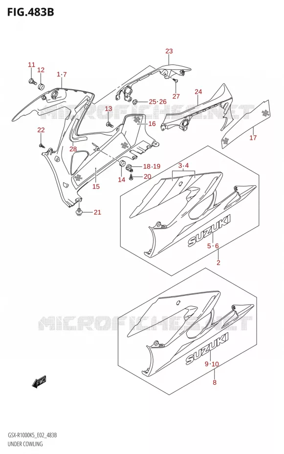 SABOT COWLING (GSX-R1000U2:K5:E19) Suzuki MOTO 1000 GSX-R 2006  GSX-R1000 K6 (E37)