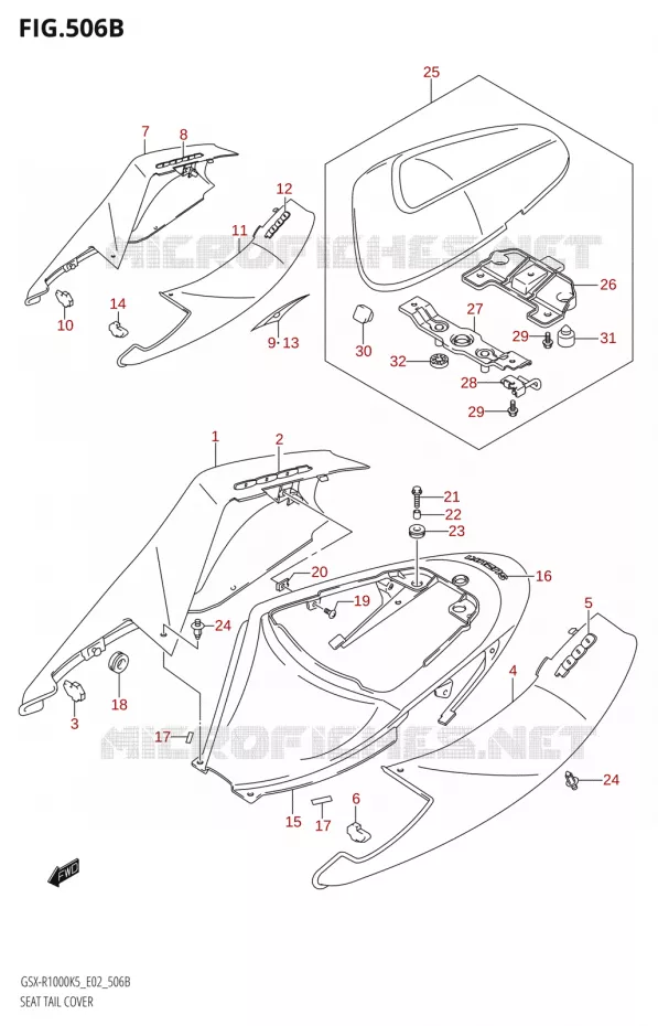 CARENAGE ARRIERE - CAPOT DE SELLE,E19,E24,P37)) Suzuki MOTO 1000 GSX-R 2005  GSX-R1000 K5 (E19)