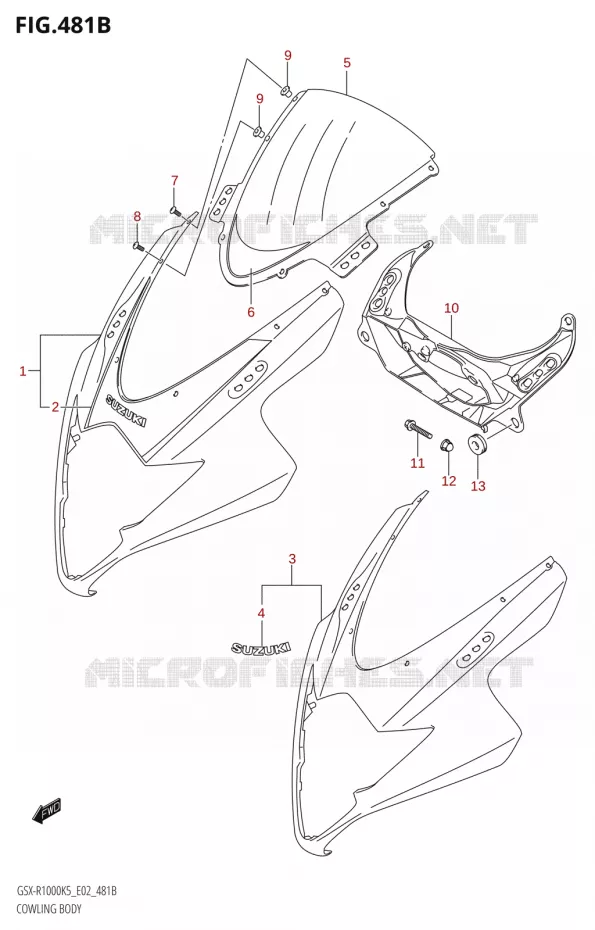 CARENAGES (GSX-R1000U2:K5:E19) Suzuki MOTO 1000 GSX-R 2005  GSX-R1000 K5 (E24)