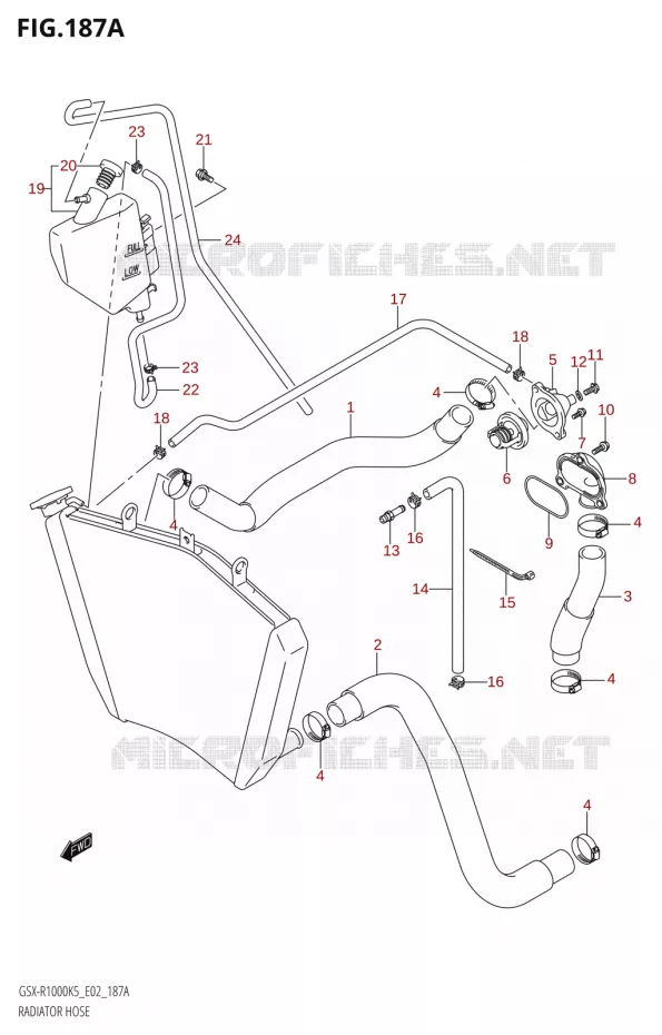 DURITES DE RADIATEUR - VASE D'EXPANSION Suzuki MOTO 1000 GSX-R 2005  GSX-R1000 K5 (E24)