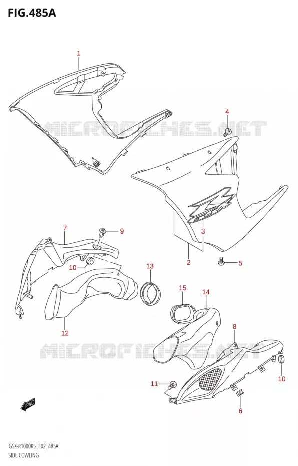 FLANCS DE CARENAGES000:K5:(E02,E19,E24,P37)) Suzuki MOTO 1000 GSX-R 2005  GSX-R1000 K5 (E37)