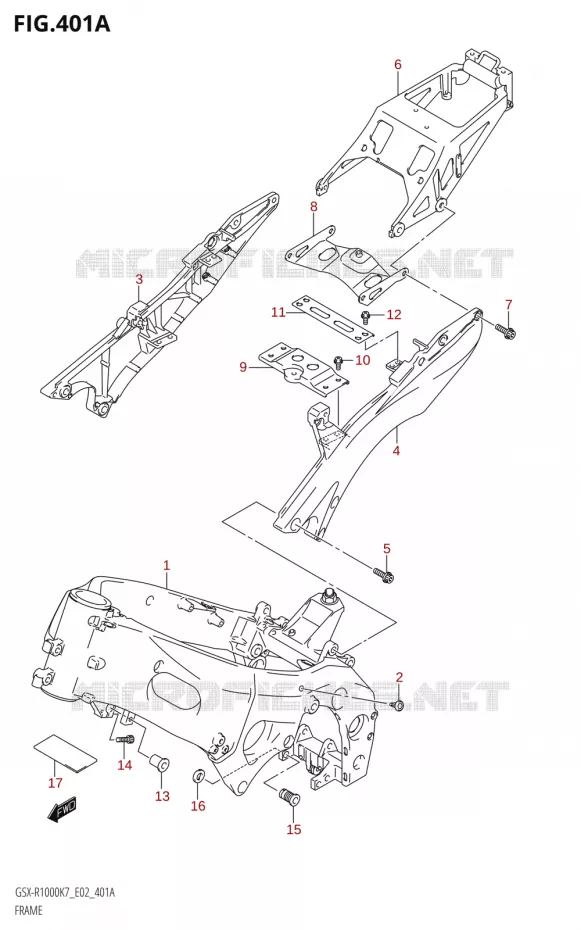 CADRE Suzuki MOTO 1000 GSX-R 2008  GSX-R1000 K8 (E51)