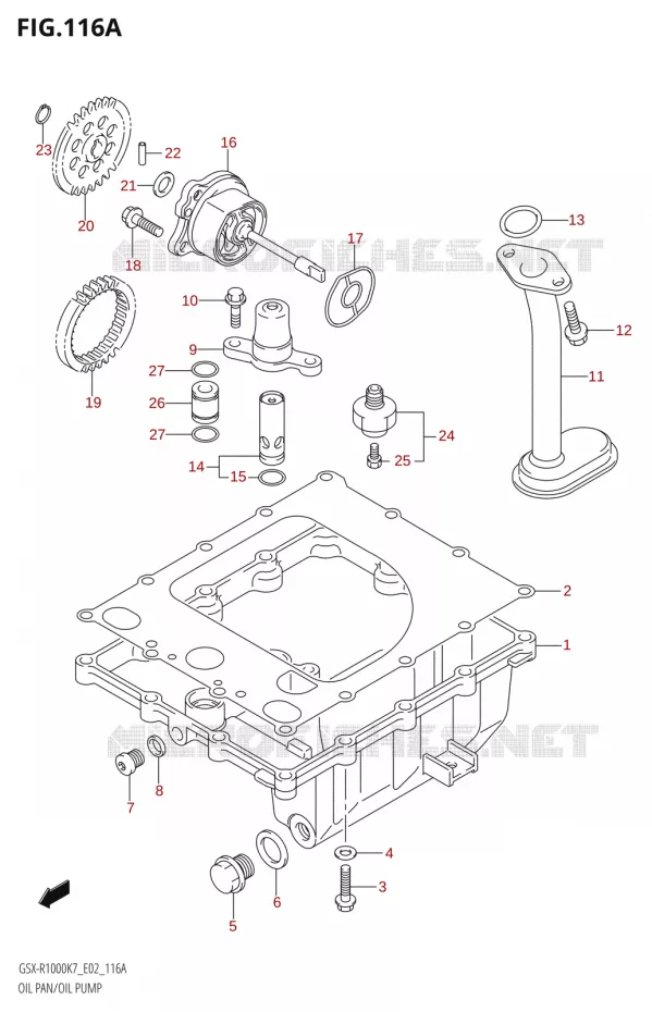CARTER INFERIEUR - POMPE A HUILE Suzuki MOTO 1000 GSX-R 2008  GSX-R1000 K8 (E02)