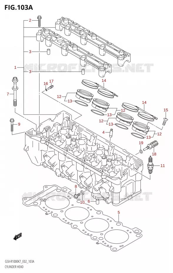 CULASSE Suzuki MOTO 1000 GSX-R 2008  GSX-R1000 K8 (P37)