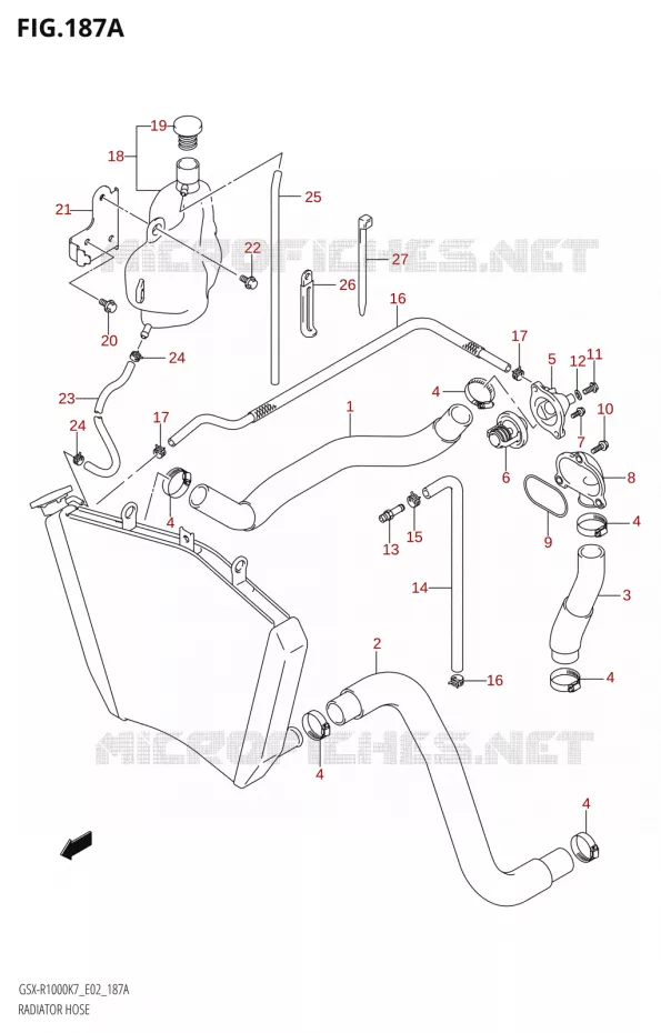 DURITES DE RADIATEUR - VASE D'EXPANSION Suzuki MOTO 1000 GSX-R 2008  GSX-R1000 K8 (P37)