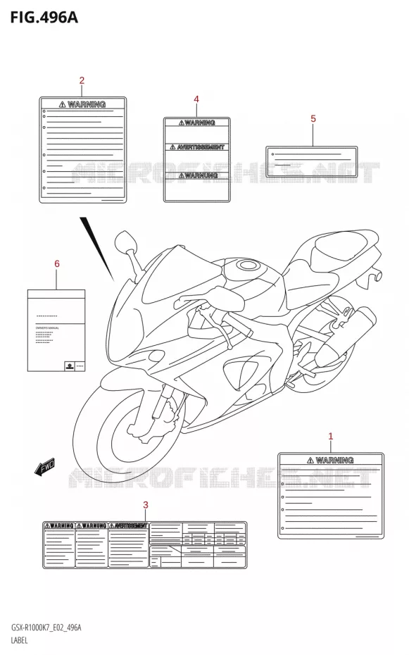 ETIQUETTE Suzuki MOTO 1000 GSX-R 2008  GSX-R1000 K8 (E19)