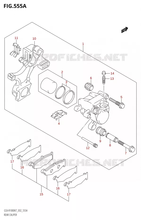 ETRIER DE FREIN ARRIERE Suzuki MOTO 1000 GSX-R 2008  GSX-R1000 K8 (E24)