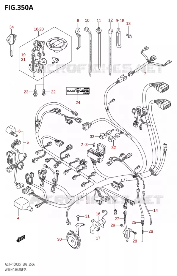 FAISCEAU ELECTRIQUE Suzuki MOTO 1000 GSX-R 2008  GSX-R1000 K8 (P37)