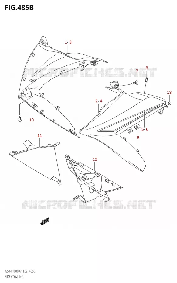 FLANCS DE CARENAGES Suzuki MOTO 1000 GSX-R 2008  GSX-R1000 K8 (E19)