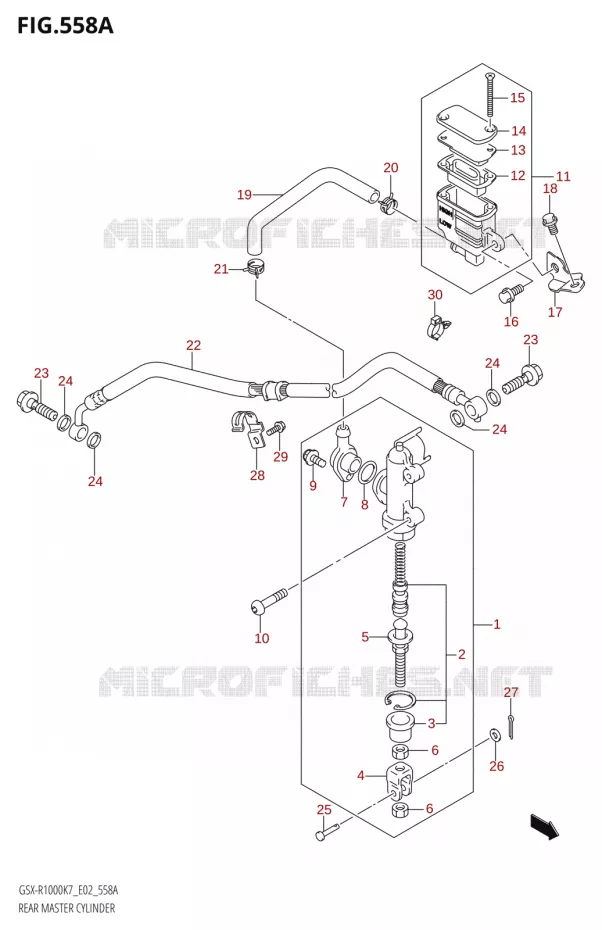 MAITRE CYLINDRE DE FREIN ARRIERE Suzuki MOTO 1000 GSX-R 2008  GSX-R1000 K8 (E51)