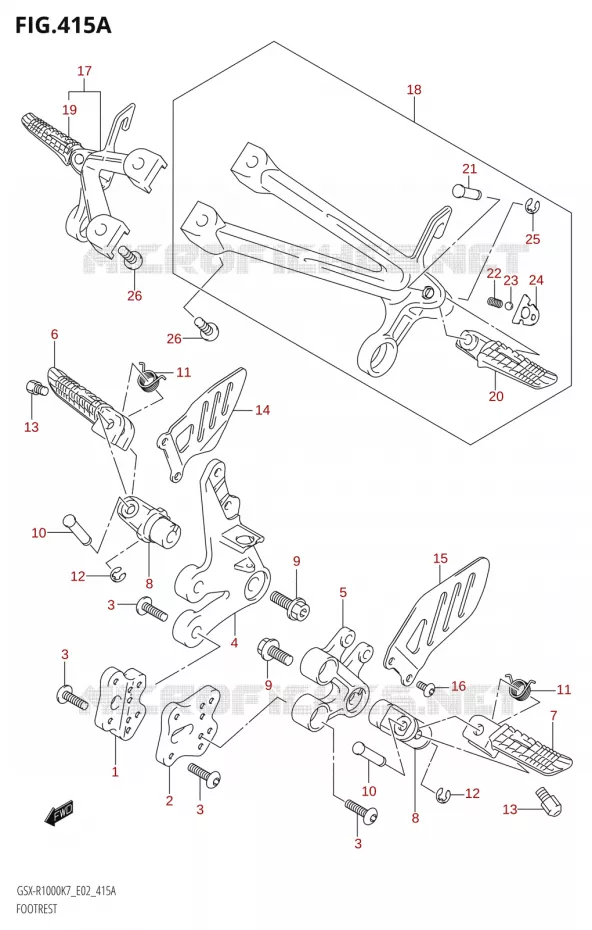 REPOSE PIEDS Suzuki MOTO 1000 GSX-R 2008  GSX-R1000 K8 (E19)